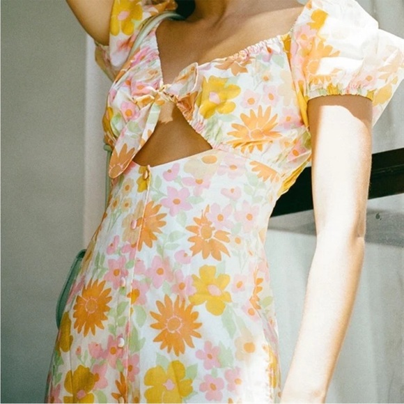 Sabo Skirt Enga Dress in Sunny Floral Size Small Pink Orange Floral - Picture 3 of 11